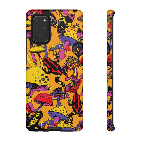 Magic Mushrooms and Frogs Phone Case in Orange