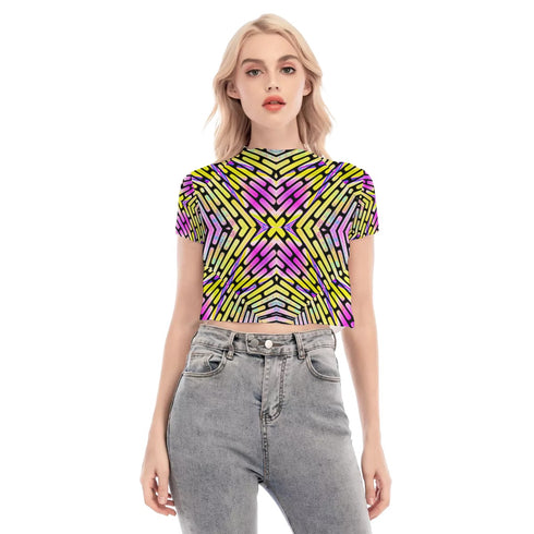 Neon Criss Cross Mesh Crop Top