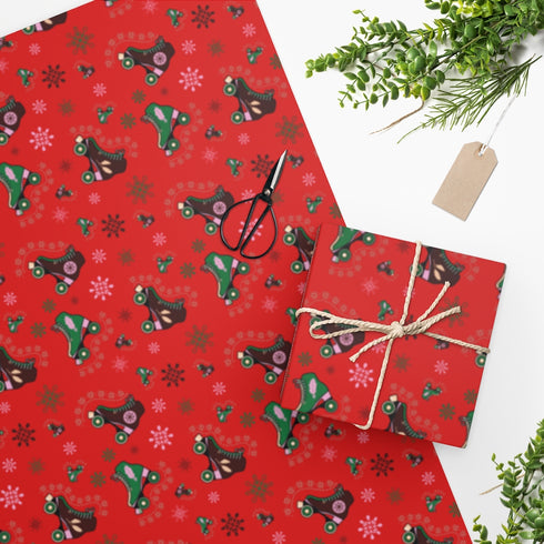 Red Roller Skate Christmas Wrapping Paper