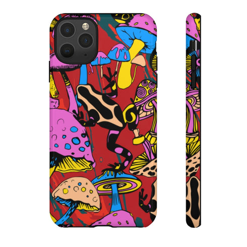 Magic Mushrooms and Frogs Phone Case in Red