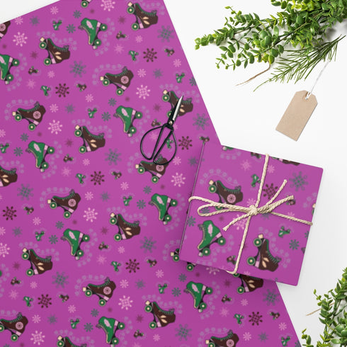 Purple Roller skate Christmas Wrapping Paper