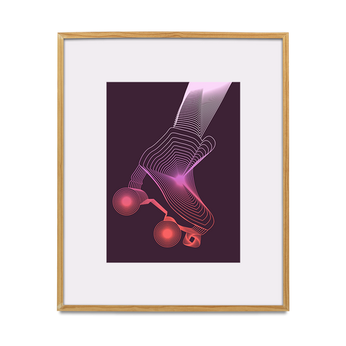 Roller Skates Line Art Giclee Print - Plum