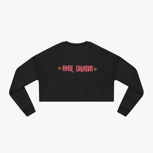 Baphomet Hail Skatin' Roller Skate Cropped Roller Skate Sweatshirt