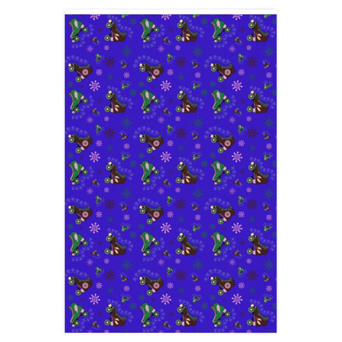 Blue Roller Skate Christmas Wrapping Paper