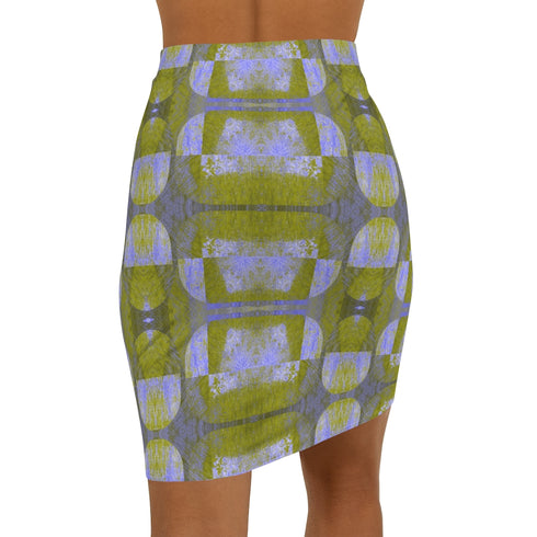 Mirrored Moss Print Mini Skirt