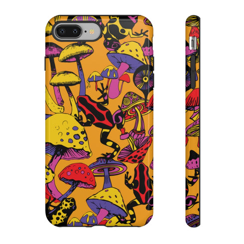 Magic Mushrooms and Frogs Phone Case in Orange