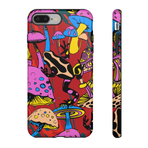 Magic Mushrooms and Frogs Phone Case in Red