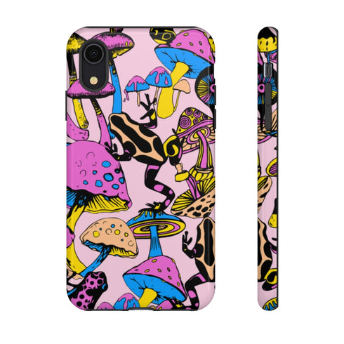 Magic Mushrooms and Frogs Phone Case in Pastel