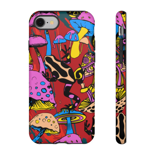 Magic Mushrooms and Frogs Phone Case in Red