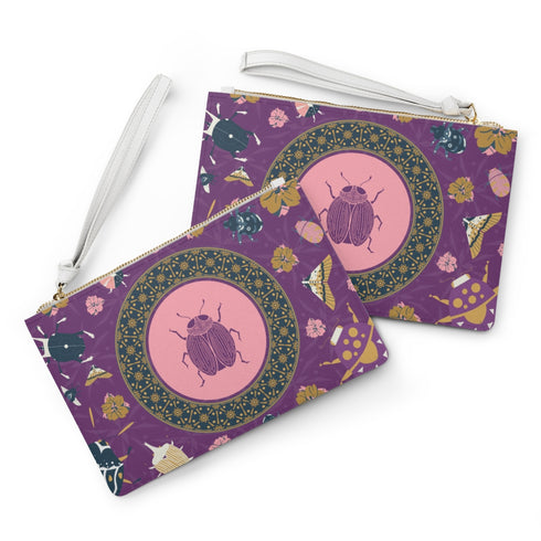 Purple Insect Beetle Bug Clutch Bag