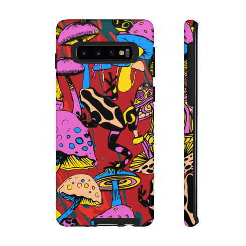 Magic Mushrooms and Frogs Phone Case in Red