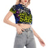 Color Block Leopard Print Mesh Crop Top