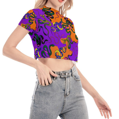 Sneaky Snakes Crop Top in Purple/Orange