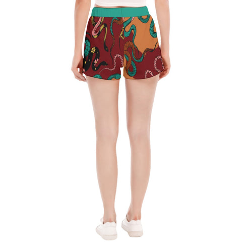 Sneaky Snakes Track Shorts in Brown/Green