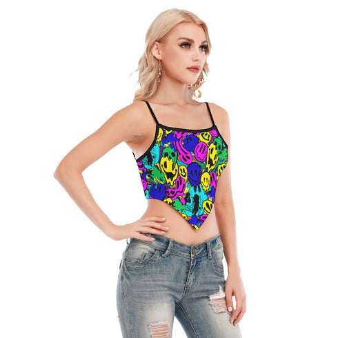 Neon Melted Smiley Scarf Crop Top