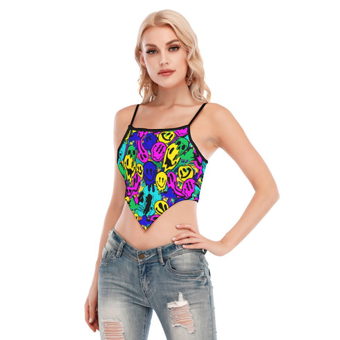 Neon Melted Smiley Scarf Crop Top