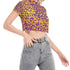 Leopard Print Mesh Crop Top in Tequila Sunrise