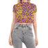 Leopard Print Mesh Crop Top in Tequila Sunrise
