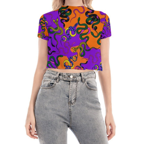 Sneaky Snakes Crop Top in Purple/Orange