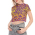 Leopard Print Mesh Crop Top in Tequila Sunrise