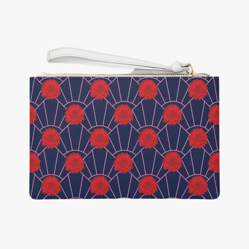 Floral Art Deco Vegan Leather Wristlet