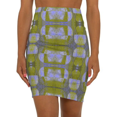Mirrored Moss Print Mini Skirt