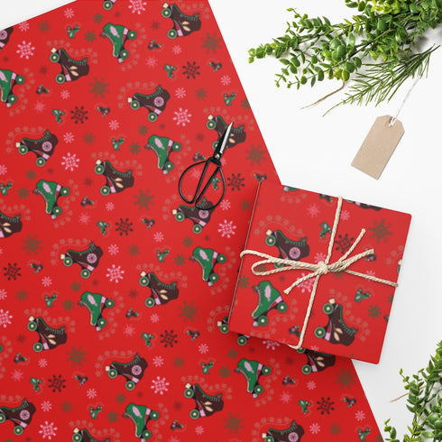Red Roller Skate Christmas Wrapping Paper