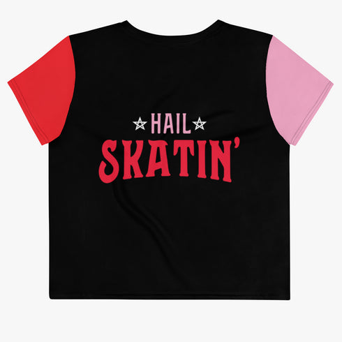 Baphomet Hail Skatin' Roller Skate Cropped Fashion Tee