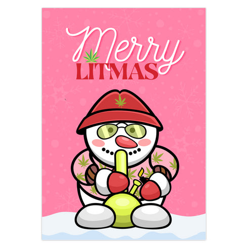 Stoner Snowman Christmas Card