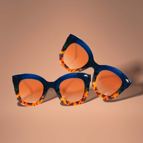 True Blue Leopard Print Sunglasses