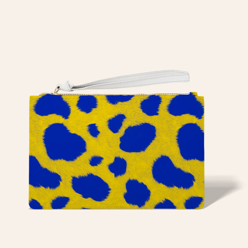 Blue and Yellow Animal Print Wristlet Handbag