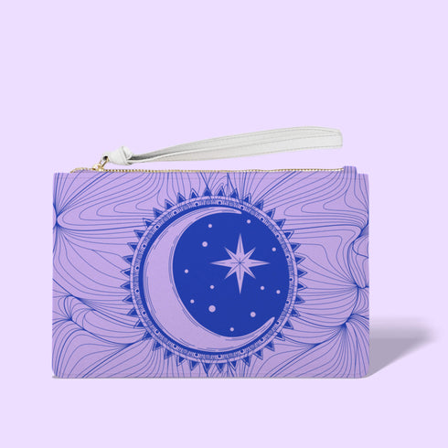 Purple Zodiac Moon Clutch Purse