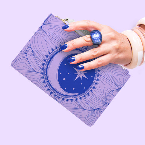 Purple Zodiac Moon Clutch Purse