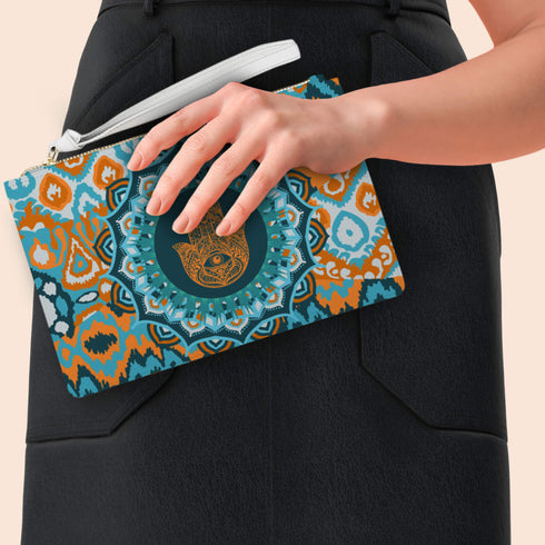 Hamsa Bag Green Wristlet Handbag