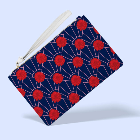 Floral Art Deco Vegan Leather Wristlet