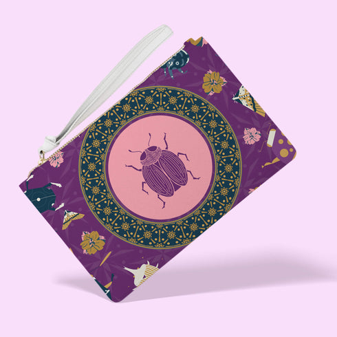 Purple Insect Beetle Bug Clutch Bag