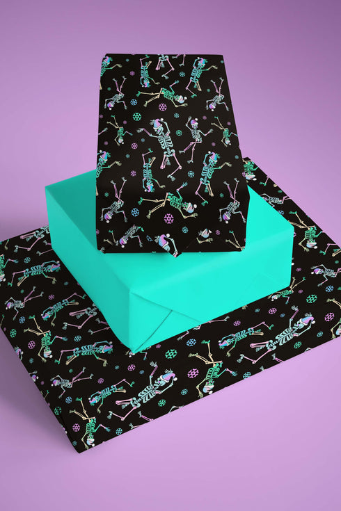 Holiday Dancing Skeletons Wrapping Paper