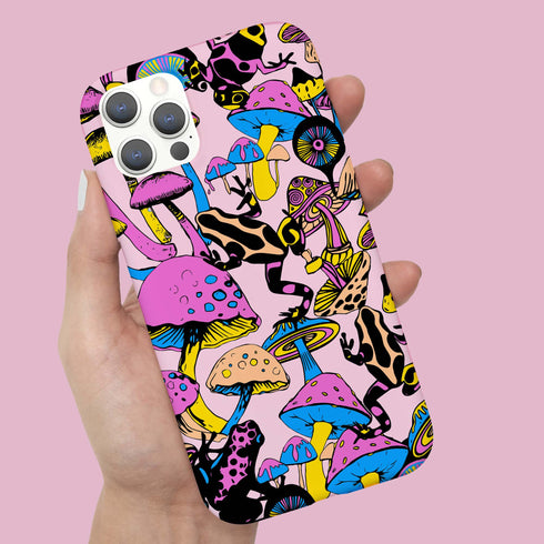 Magic Mushrooms and Frogs Phone Case in Pastel