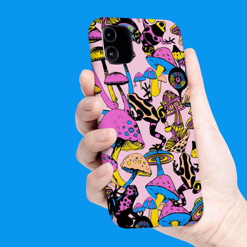 Magic Mushrooms and Frogs Phone Case in Pastel