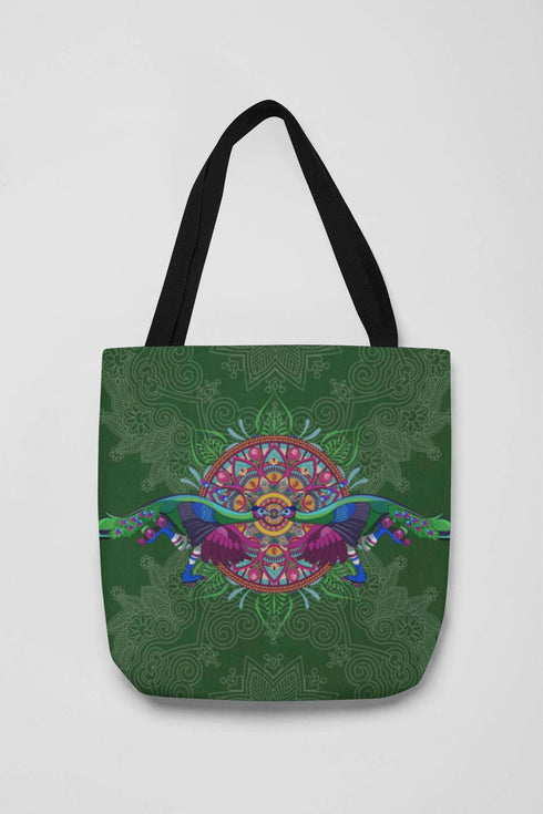 Roller Skating Peacock Canvas Tote