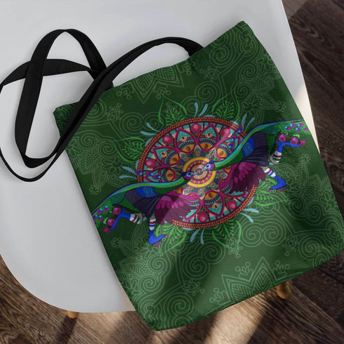 Roller Skating Peacock Canvas Tote