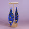 Long Bead Fringe Earrings in Blue Hot Leopard