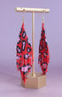 Long Bead Fringe Earrings in Red Hot Leopard