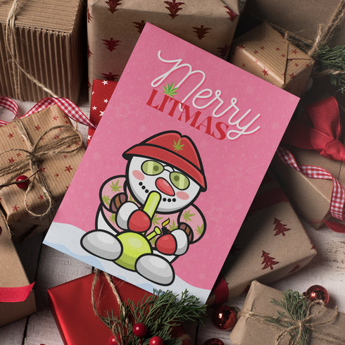 Stoner Snowman Christmas Card