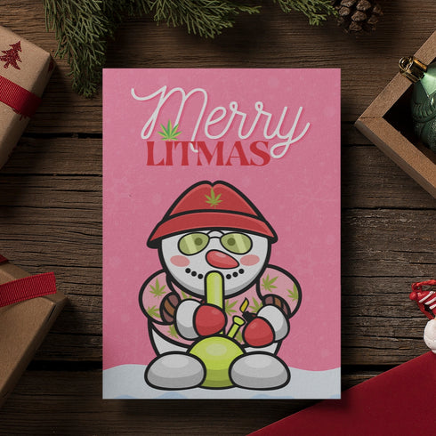 Stoner Snowman Christmas Card