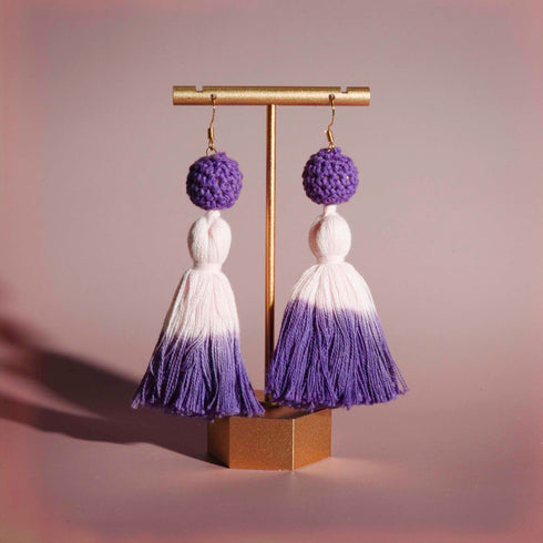 Purple Dip-dyed Tassel Drop Earrings