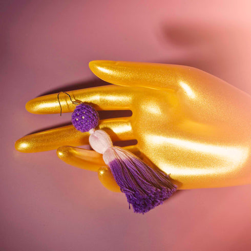 Purple Dip-dyed Tassel Drop Earrings