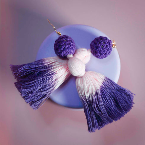 Purple Dip-dyed Tassel Drop Earrings