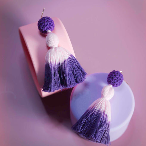 Purple Dip-dyed Tassel Drop Earrings