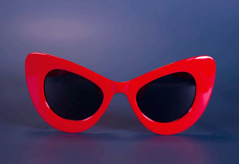 Red Oversized Cat-eye Frame Sunglasses